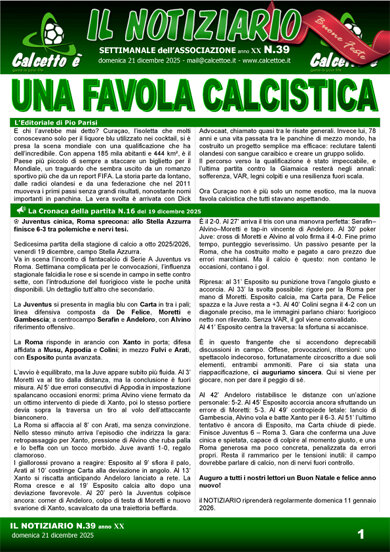 Copertina del Notiziario N. 39 del 21/12/102025