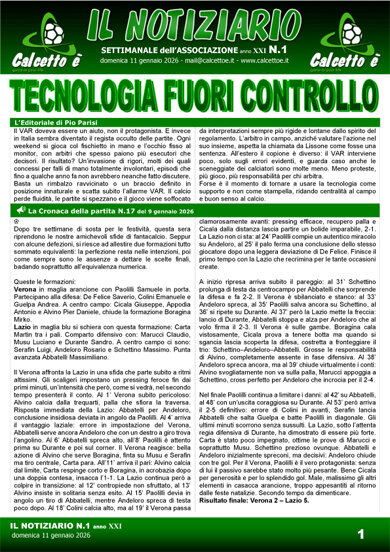Copertina del Notiziario N. 1 del 11/1/102026