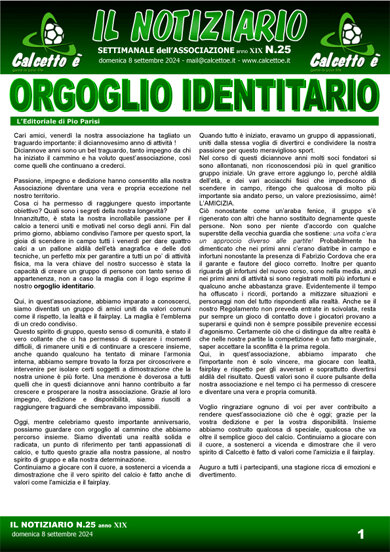 Notiziario N. 25 del 8/9/2024
