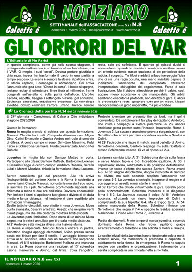 Copertina del Notiziario N. 8 del 1/3/2026