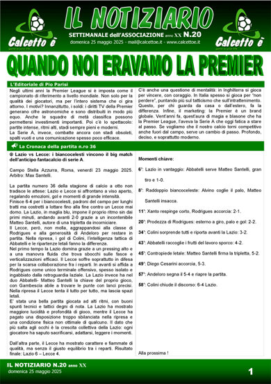 Notiziario N. 20 del 25/5/2025