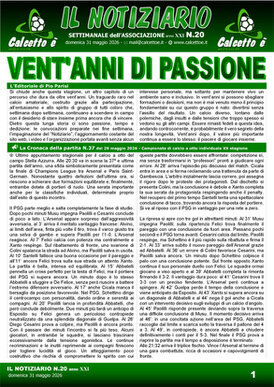 Copertina del Notiziario N.20 del 31/5/2026