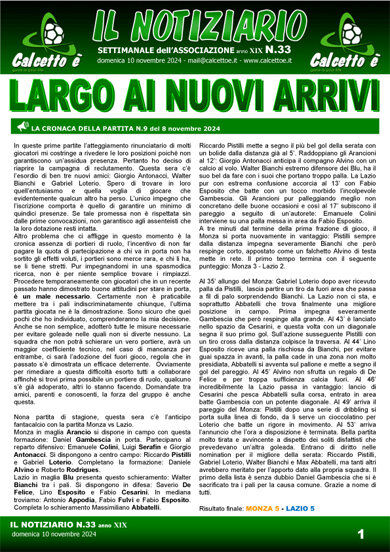Notiziario N. 33 del 10/11/2024